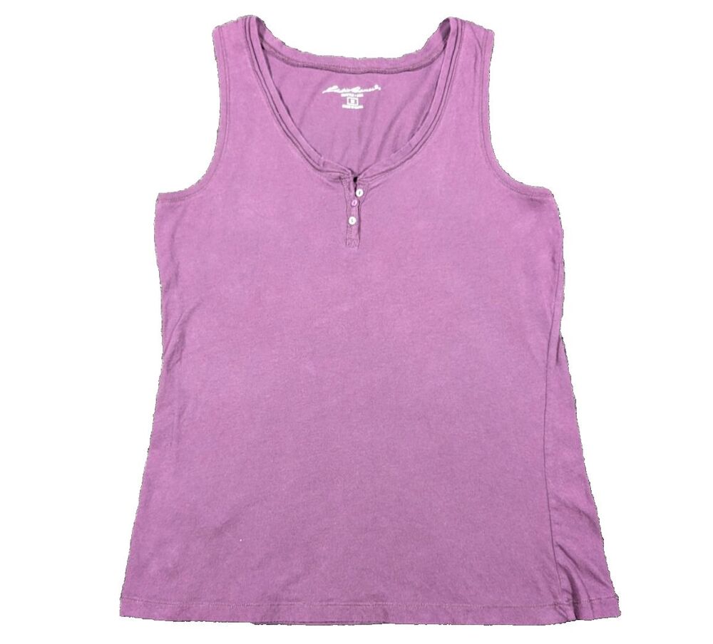 Eddie Bauer Womens M Tank Top Henley Cotton Purple Top